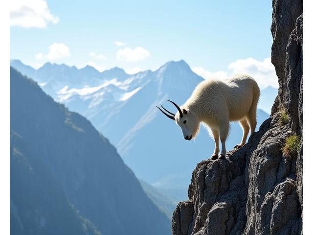 Agile Mountain Goats gracefully navigating a rocky cliff face.